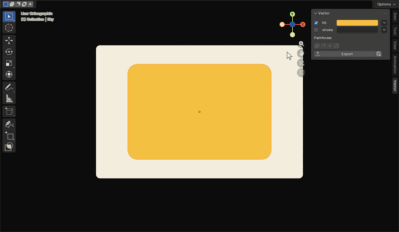 A linear gradient turned by its handle, given more colors, then switched to radial
