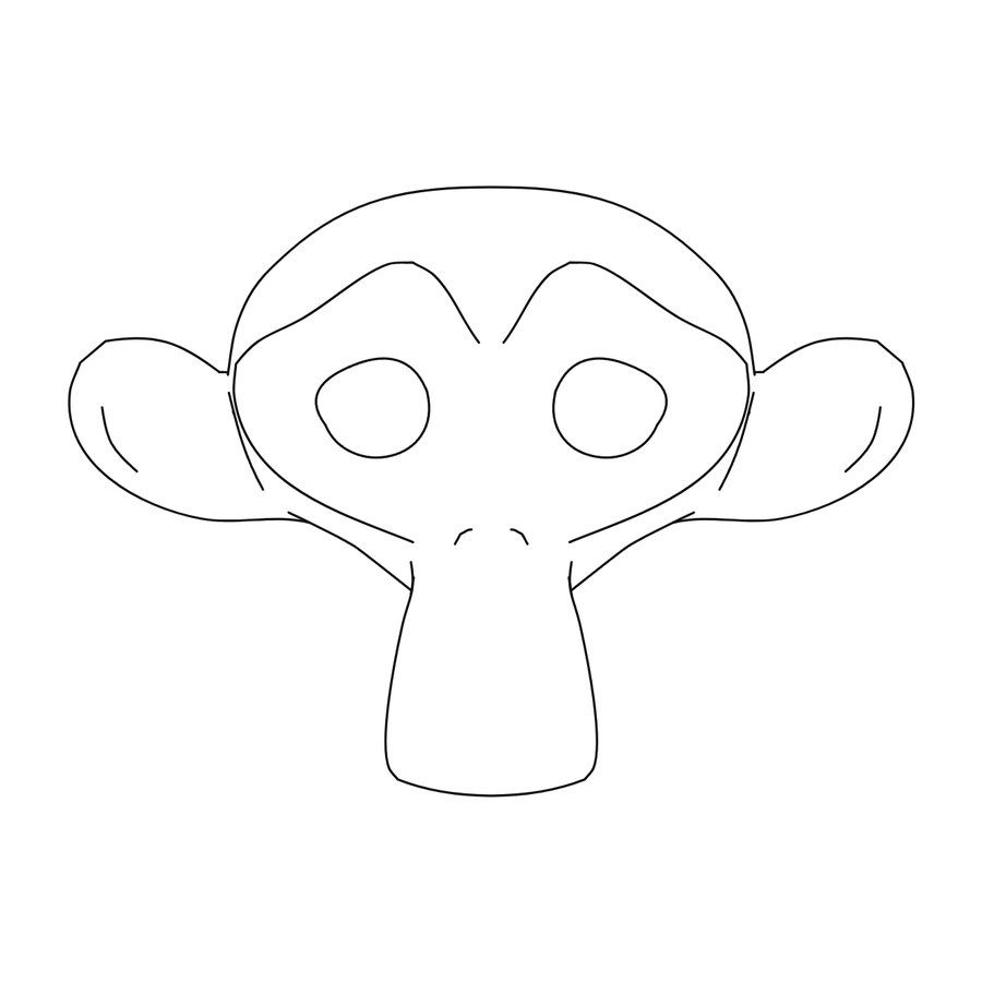 Blender's monkey head traced from 3D into clean line art