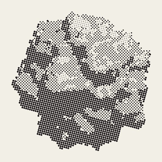 The same rock shaded as a screenprint pattern