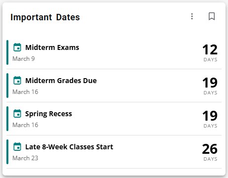 Calendar template, shown as the Important Dates card