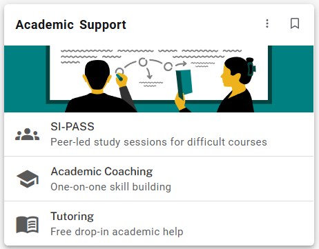 Descriptive rows template, shown as the Academic Support card