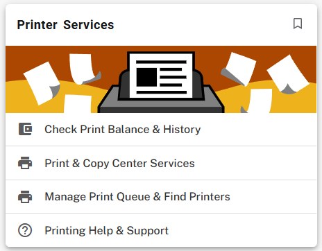 Simple rows template, shown as the Printer Services card