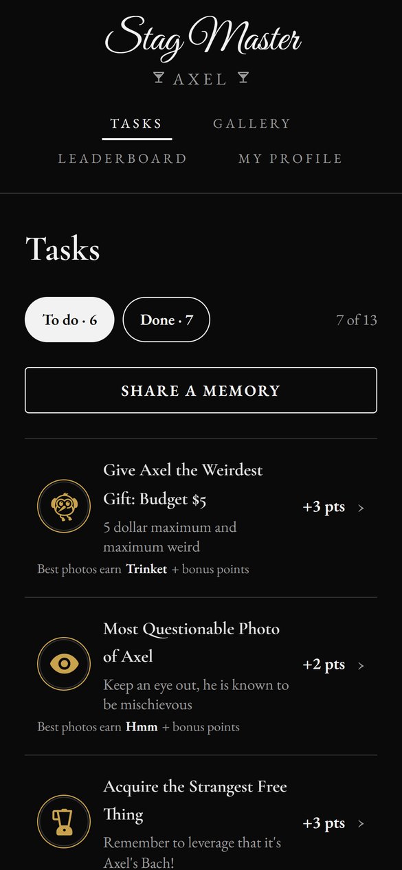 Stag Master task list